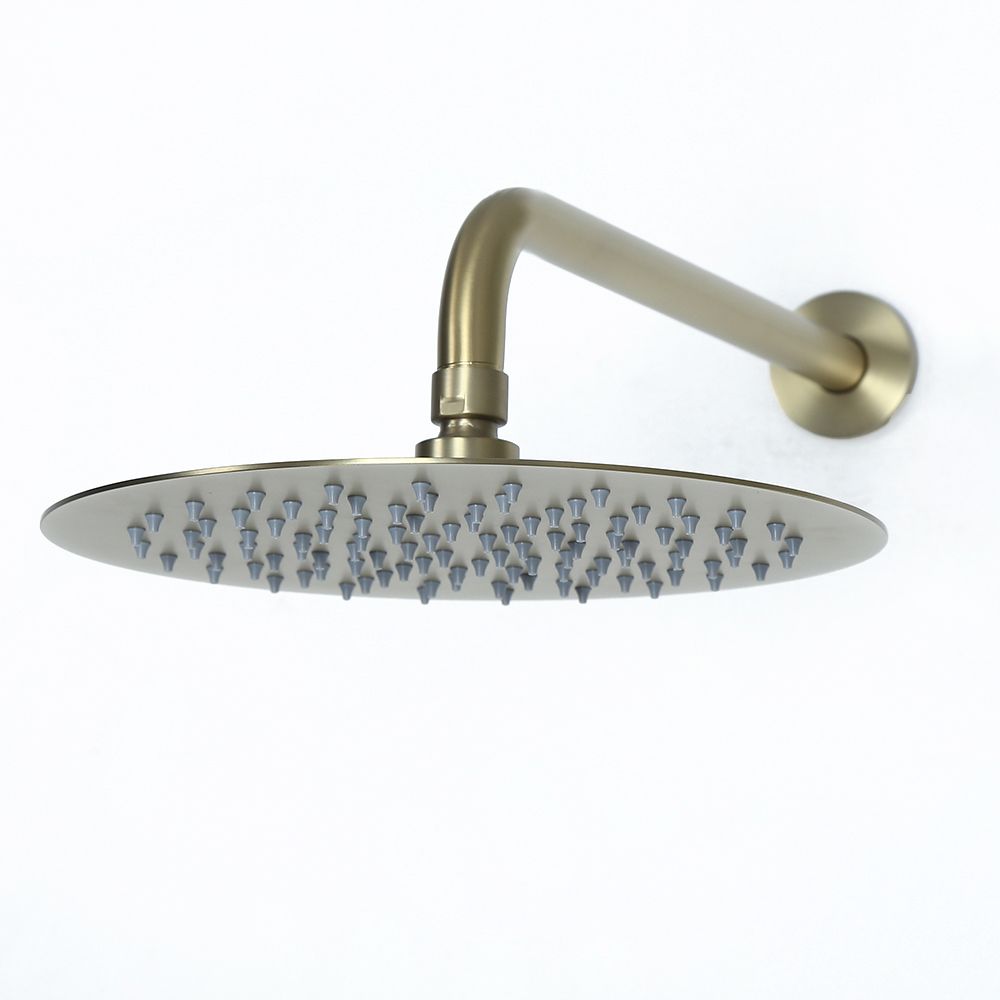 Brushed Gold 10 Round Rainfall Shower Head Wall Mounted Rain Shower System With Handheld Shower 