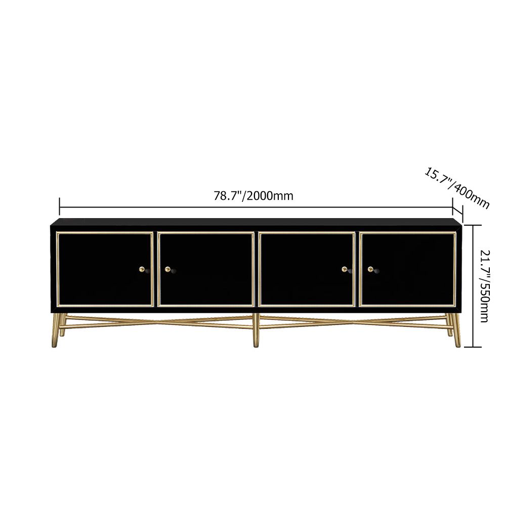 Fern Black and Gold TV Stand with Storage For TVs Up To 75" 4 Doors Mid
