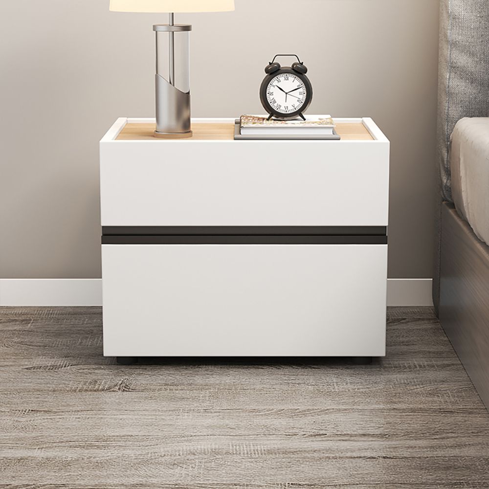 19.7" Minimalist White Nightstand Bedside Table with 2 Drawers