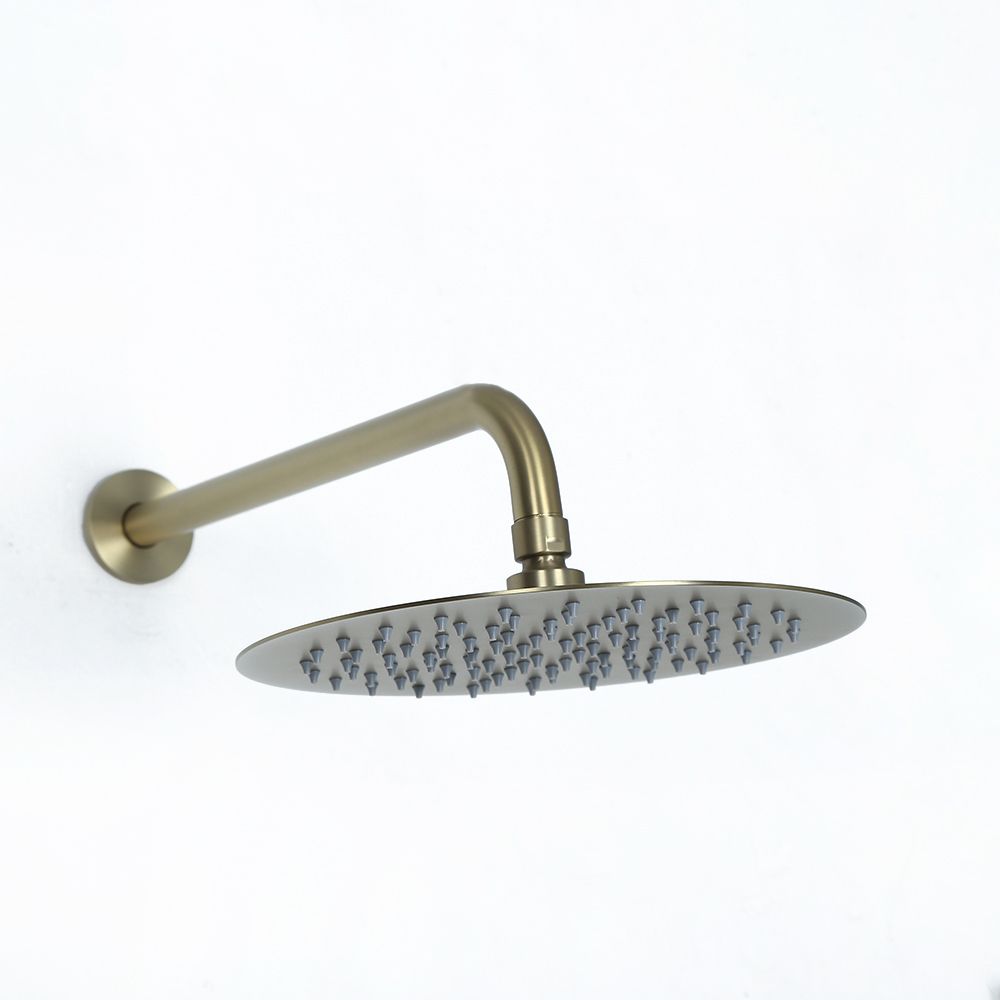 Brushed Gold 10" Round Rainfall Shower Head Wall Mounted Rain Shower