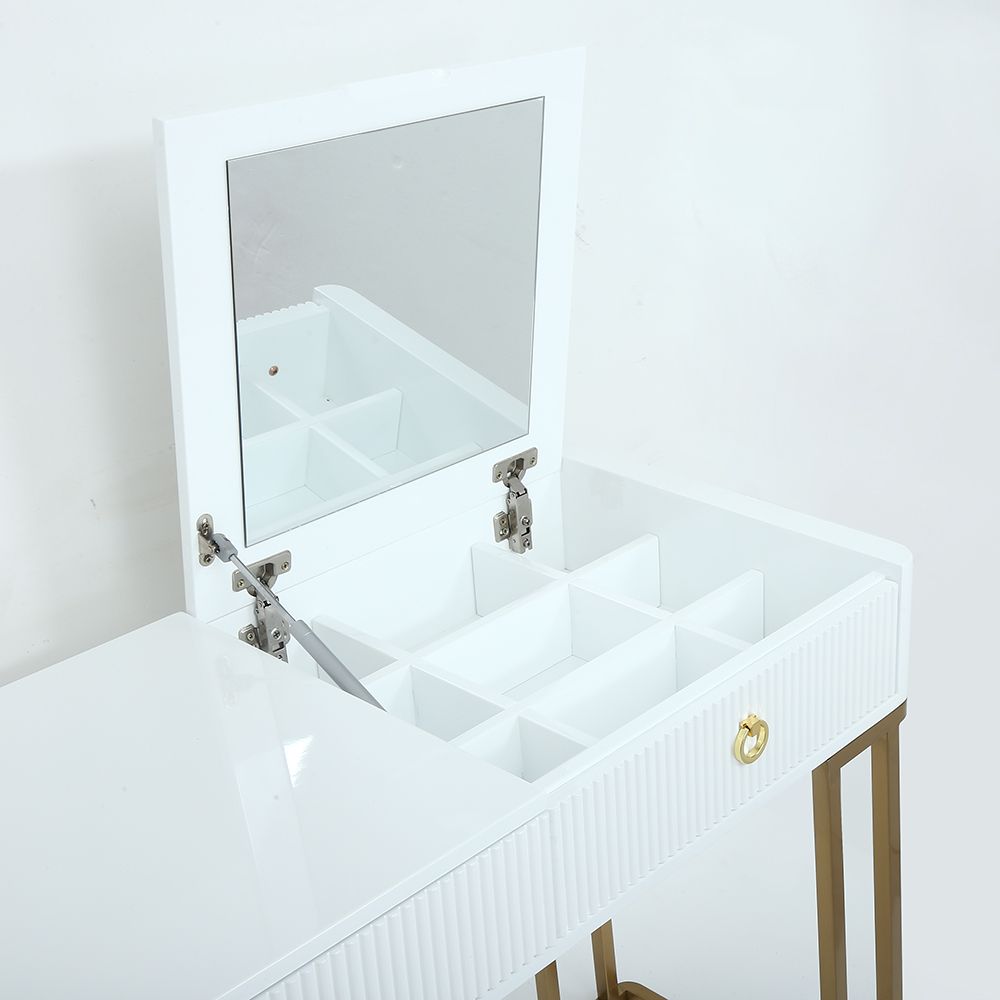 Modern Makeup Vanity Expandable Dressing Table with Cabinet Mirror Included