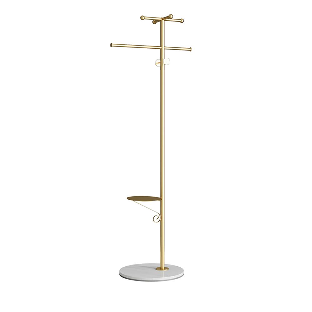 70.1" Gold Swivel Coat Rack with Shelf