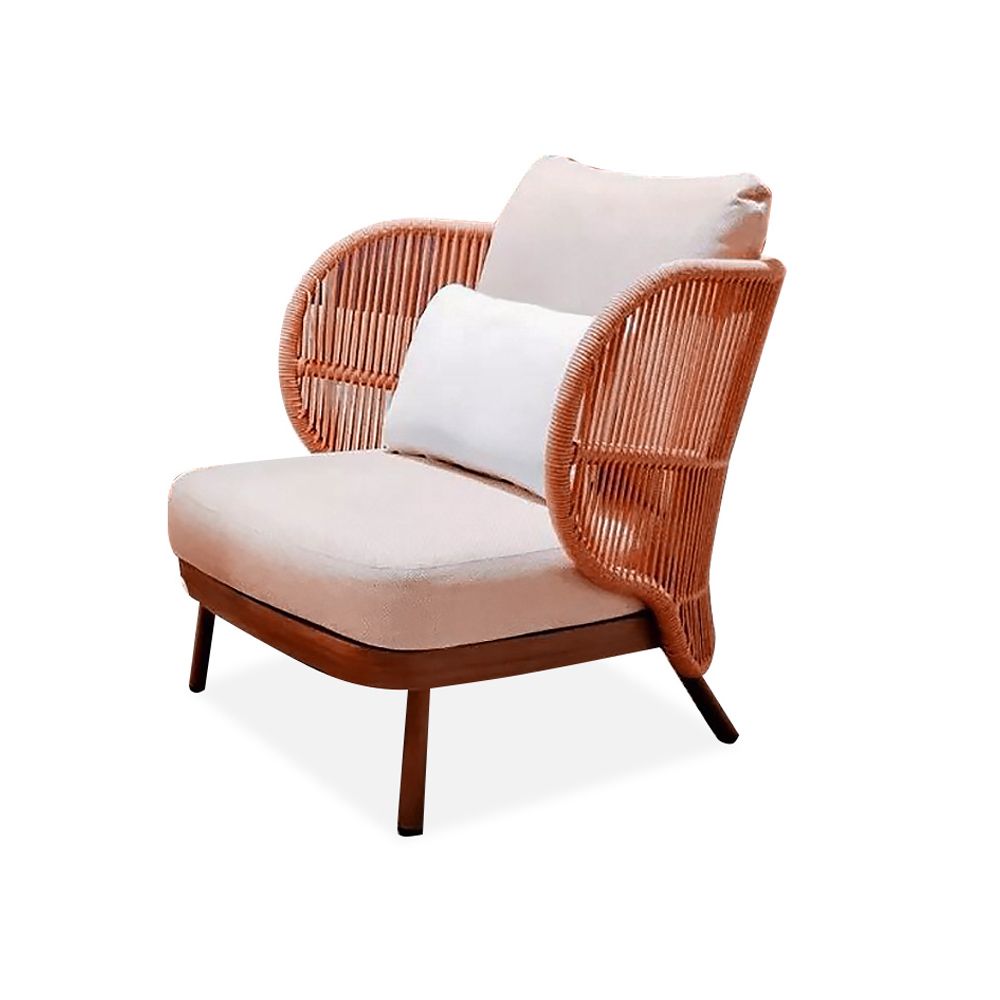 Woven Rattan Accent Chair With Round Arm And Solid Wood Base Brown   C1a9af8cdd684f7d92179c871f25f067 