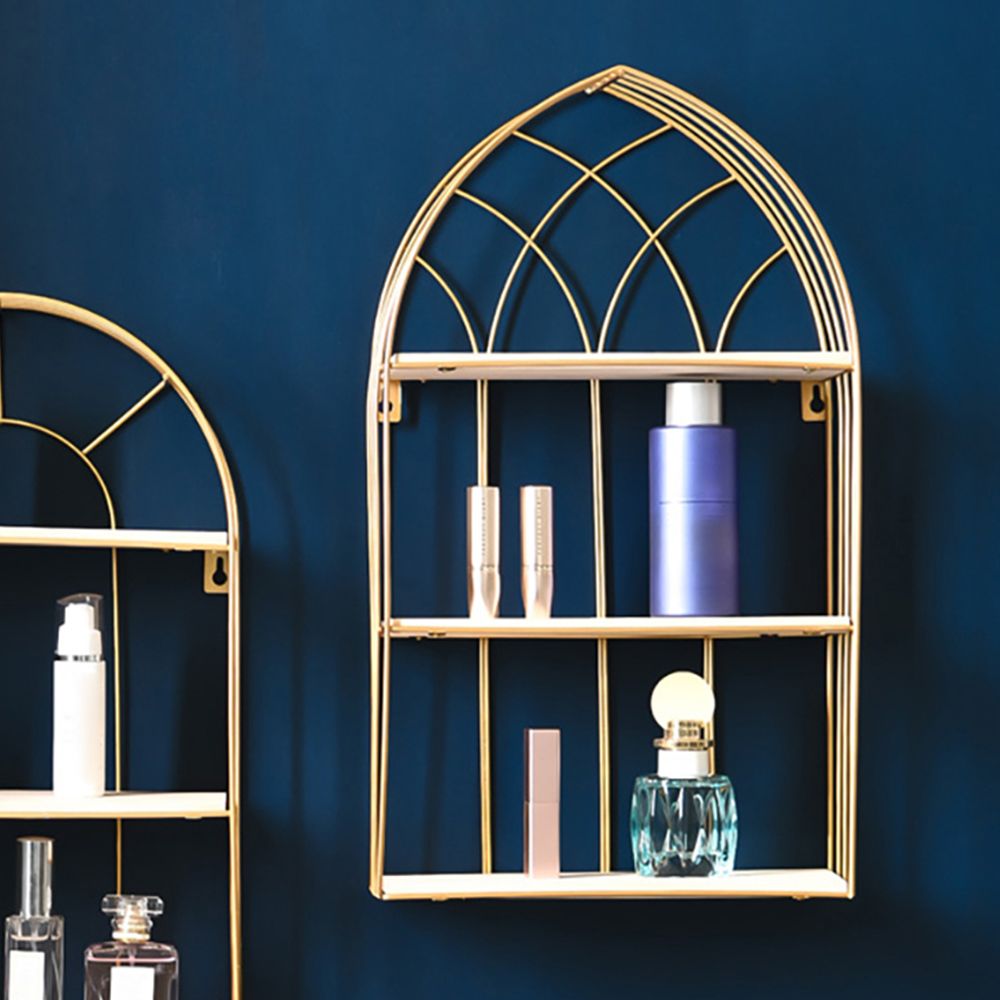 Modern Gold 3Tier Bathroom Storage Rack Floating Shelf