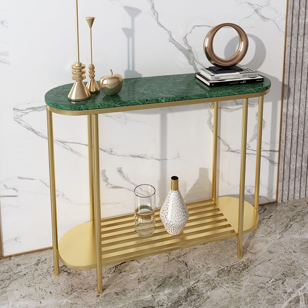 Green Narrow Console Table with Storage Entryway Table