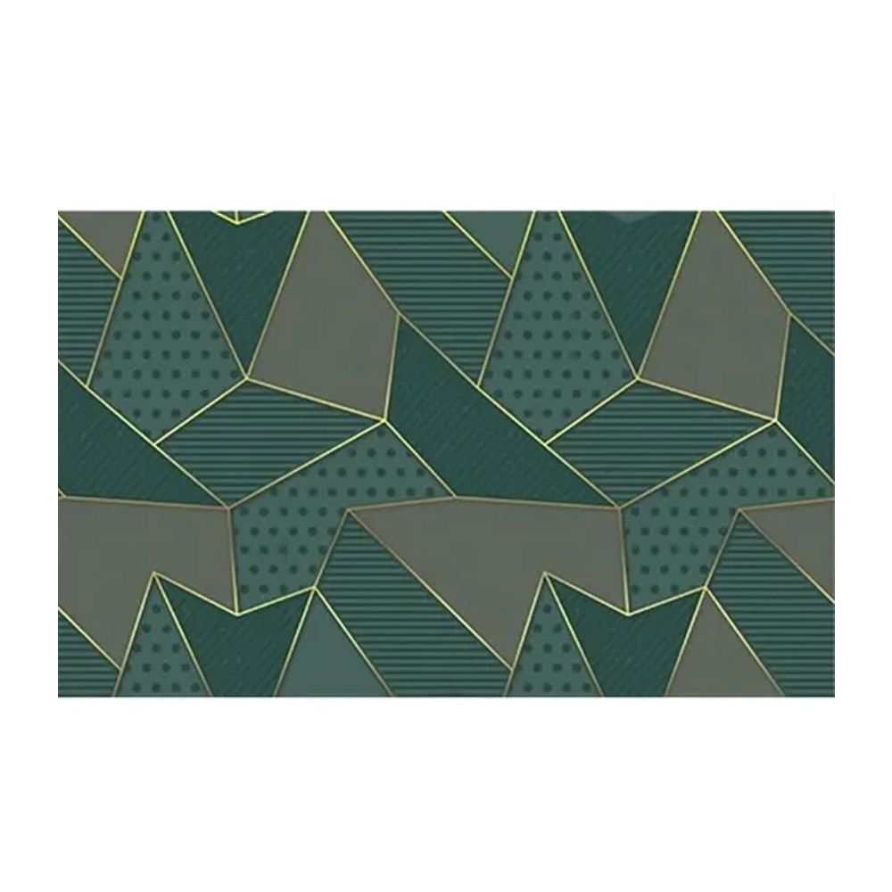 Metallic Geometric Wallpaper Green Gold Satin Wallpaper Roll