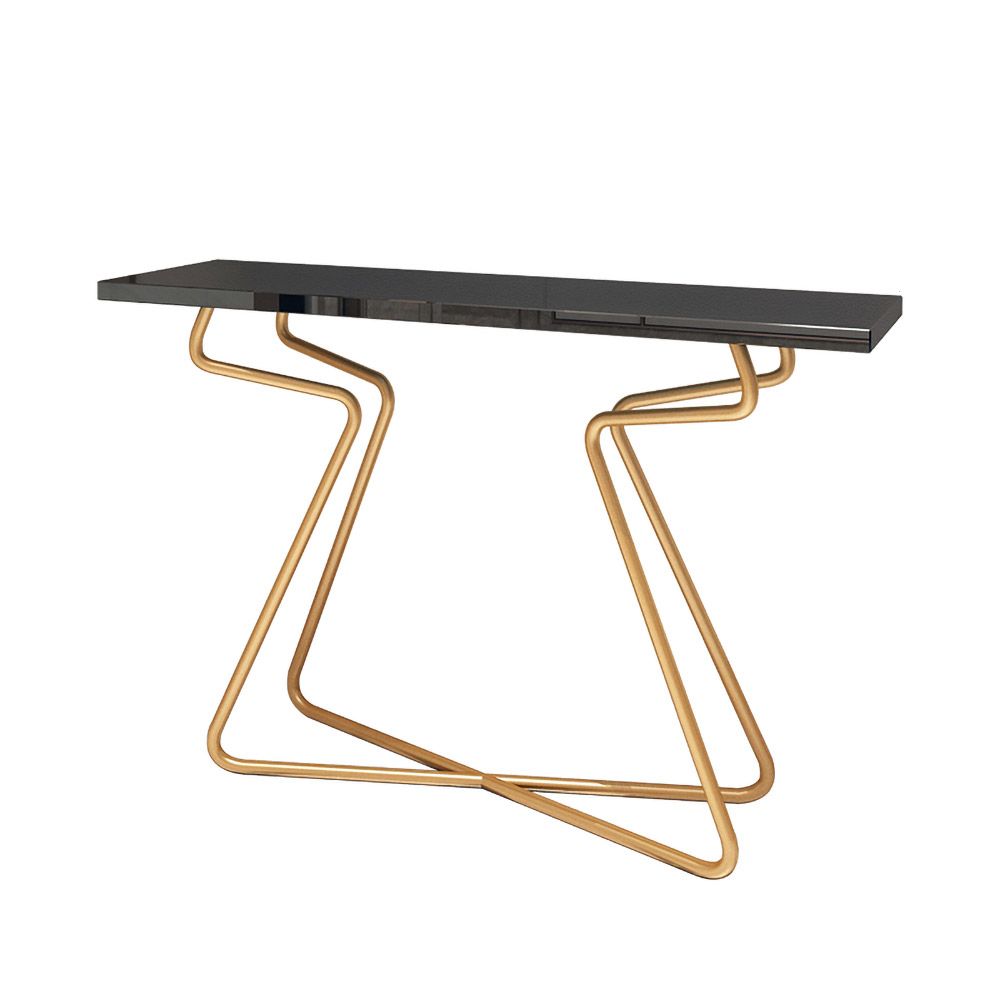 Black Narrow Console Table with Wooden Top