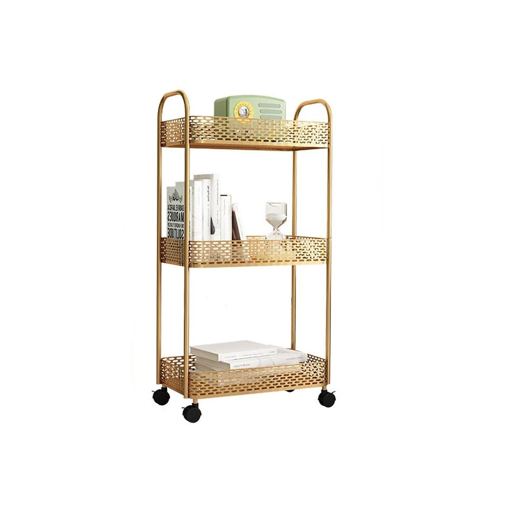 Modern Gold 3 Tier Mesh Storage Rolling Cart Metal