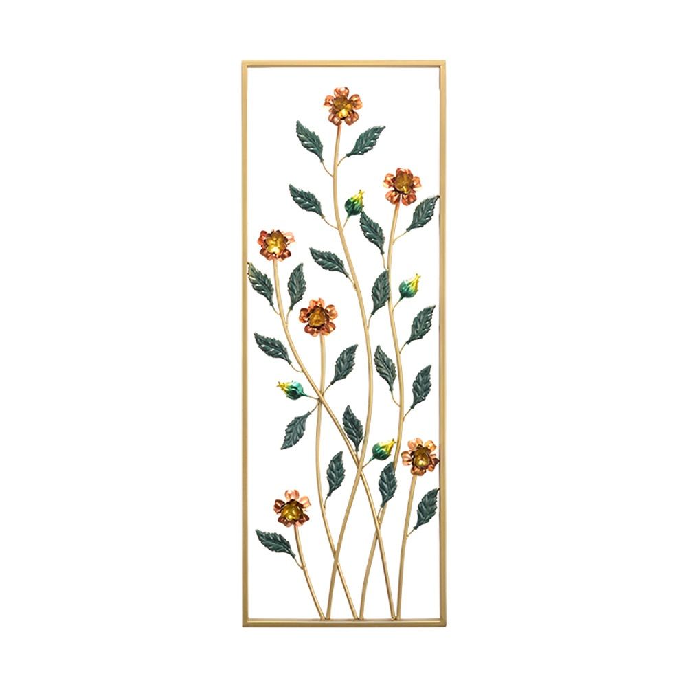 Rectangular Frame Iron Art Floral Metal Wall Decor