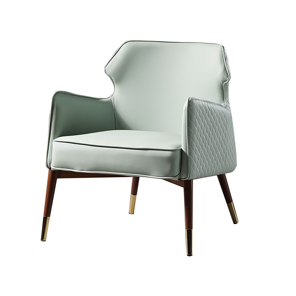 Light Green Accent Chair Tufted Upholstered PU Leather Modern Accent Chair