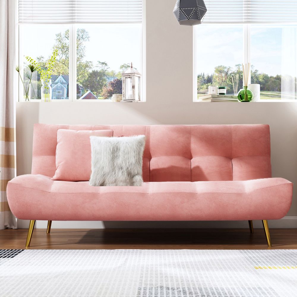 70.9" Pink Sleeper Sofa Bed Velvet Upholstered Sofa