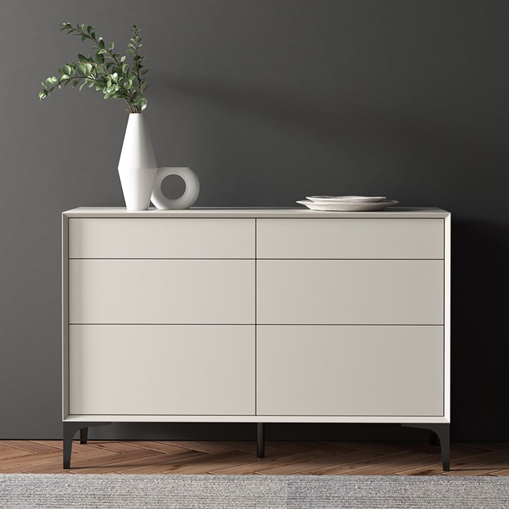 47.2" Minimalist Off White Dresser Accent 6Drawer