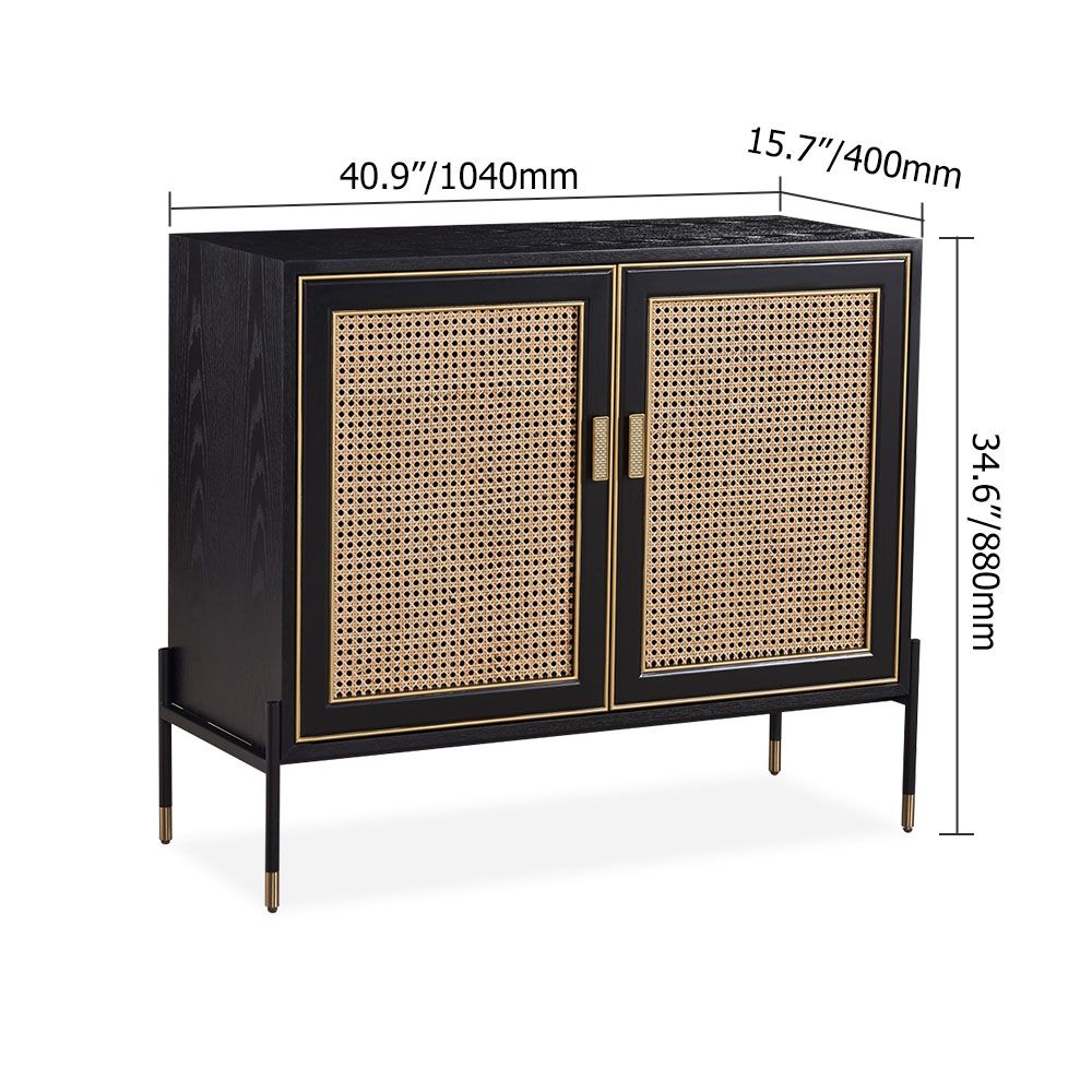 Light Luxury Black Display Cabinet Creative Rattan Mat 40.9