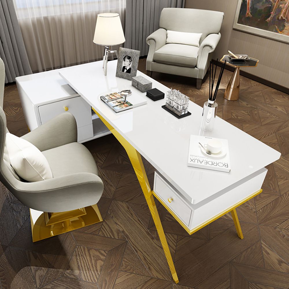 55.1" Ultra Modern LShape Writing Desk Computer Desk with Side