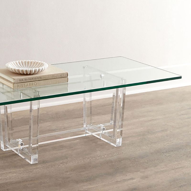 47.2" Modern Rectangular Clear Glass Coffee Table with Acrylic Base
