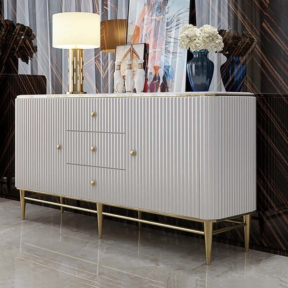 Modern Sideboard Buffet Faux Marble Top with Doors & Shelves & Drawers ...