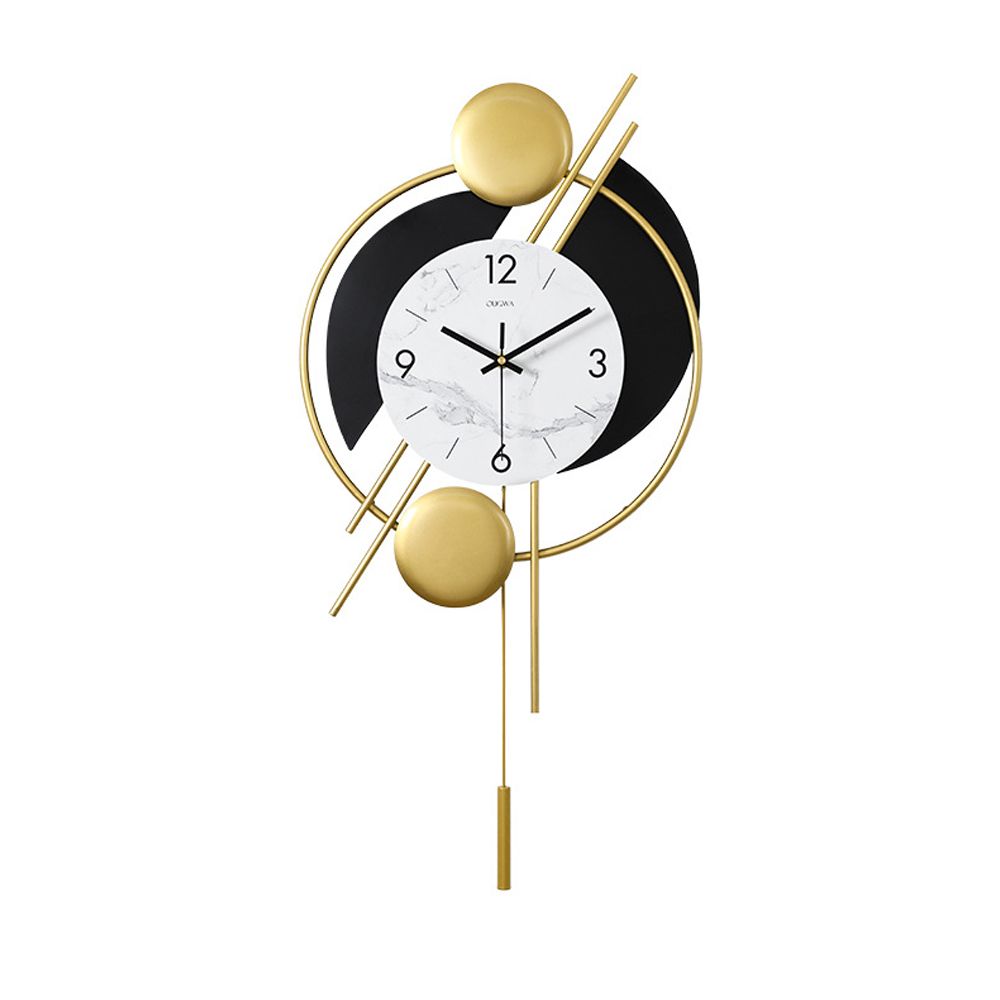Nordic Style Golden Pendulum Distinctive Light Luxury Metal Wall Clock