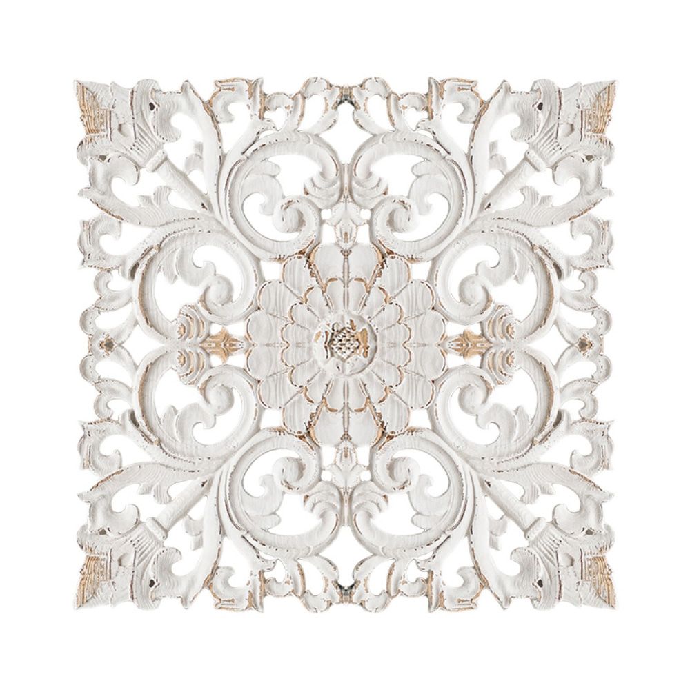 22"W Farmhouse Square Medallion Wall Art Decor Wood