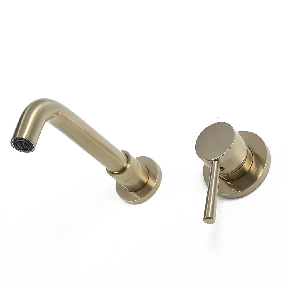Brushed Brass Single Lever Wall Mounted Bathroom Faucet Swivel Sink