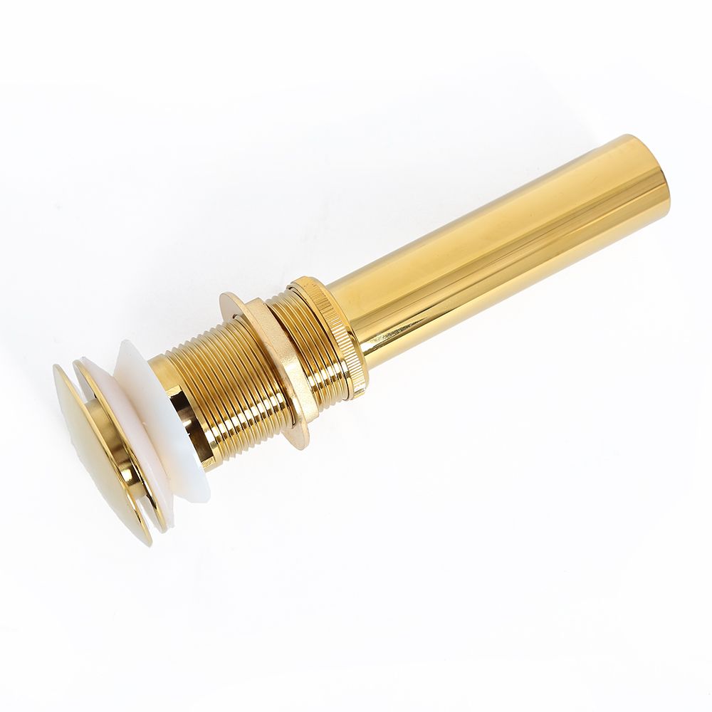 Modern TiPVD Gold Bathroom Sinks Pop Up Drain with Overflow Solid Brass