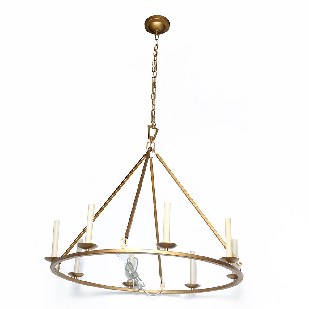 Rustic CandleShaped 8Light Chandelier Antique Brass Round chandelier