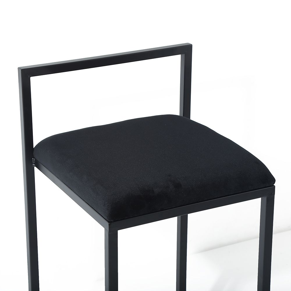 Modern Upholstered Black Velvet 26" Bar Stool Set of 2