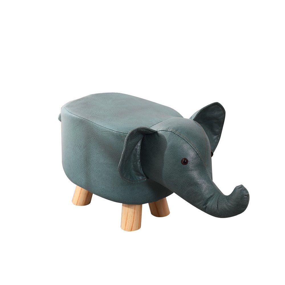 Elephant Ottoman Leathaire Upholstered Solid Wood Stool