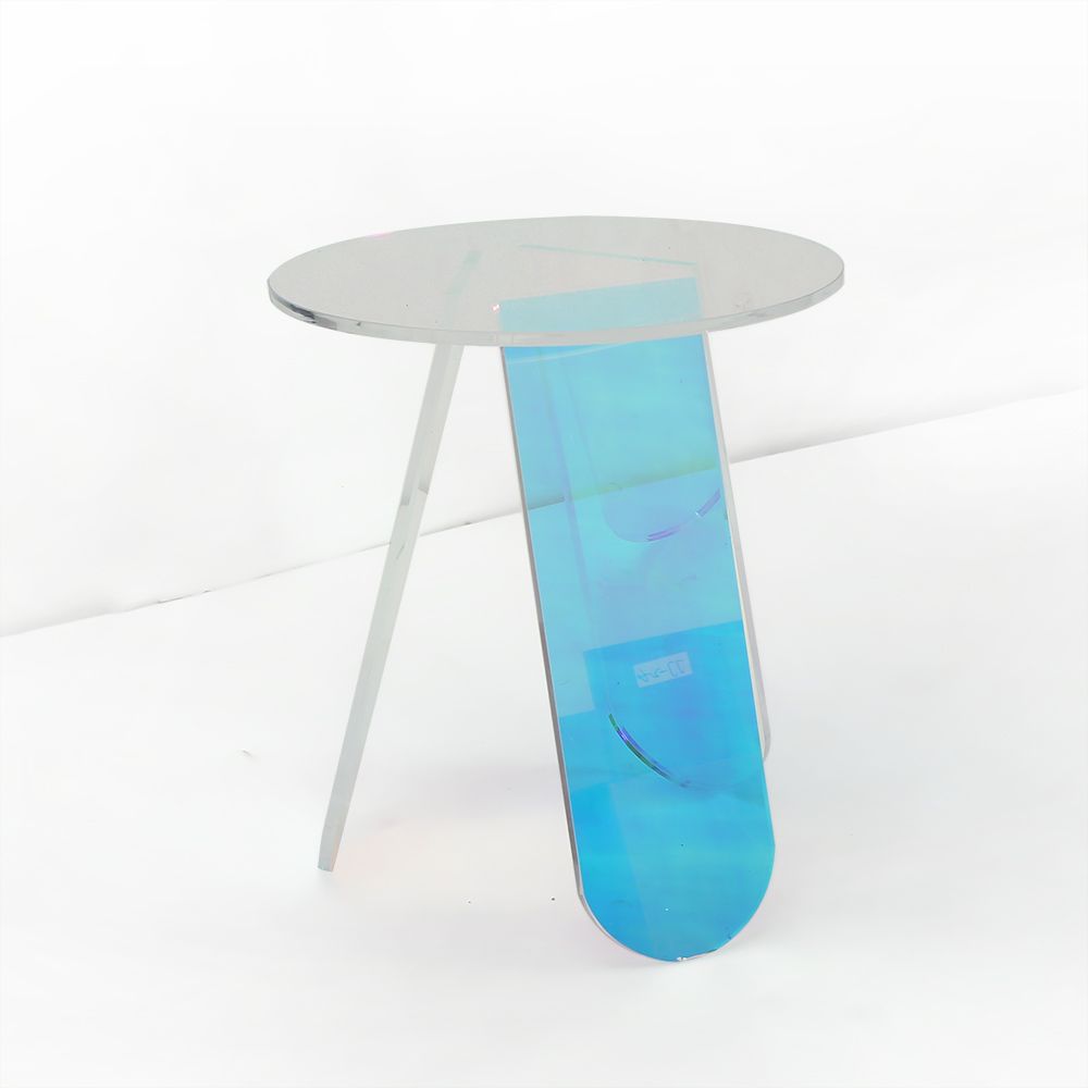 Acrylic End Table Clear Round Side Table Modern Accent Table Iridescent
