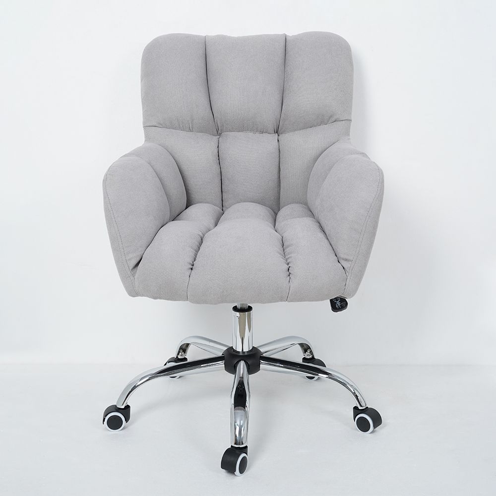 Modern Office Chair Upholstered Cotton&Linen Swivel Task Chair Height