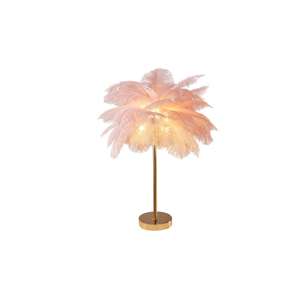 Pink Feather Gold Table Lamp Unique Modern Style