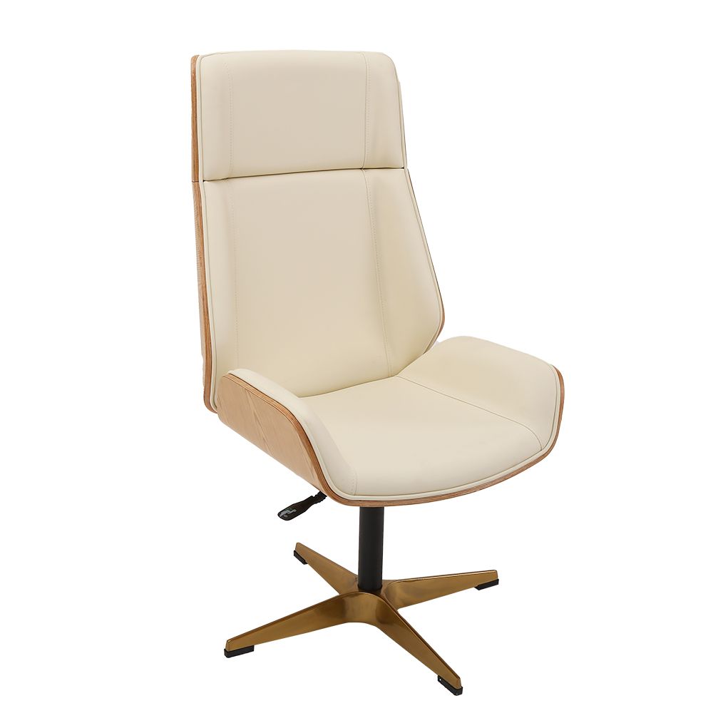 PU Leather Upholstered Office Chair High Back Swivel Chair Gold Base