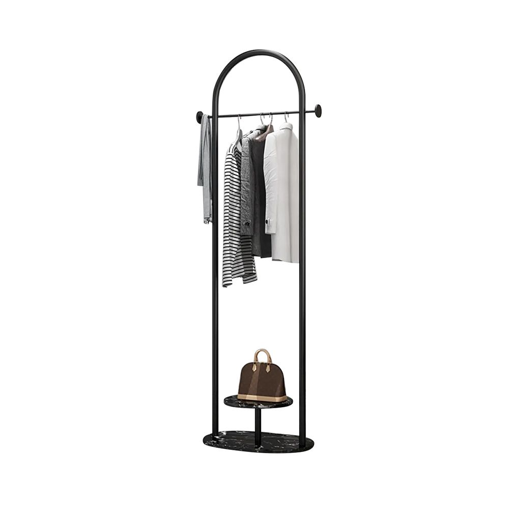 Faux Marble Clothing Rack Black with Shelf and Hanging