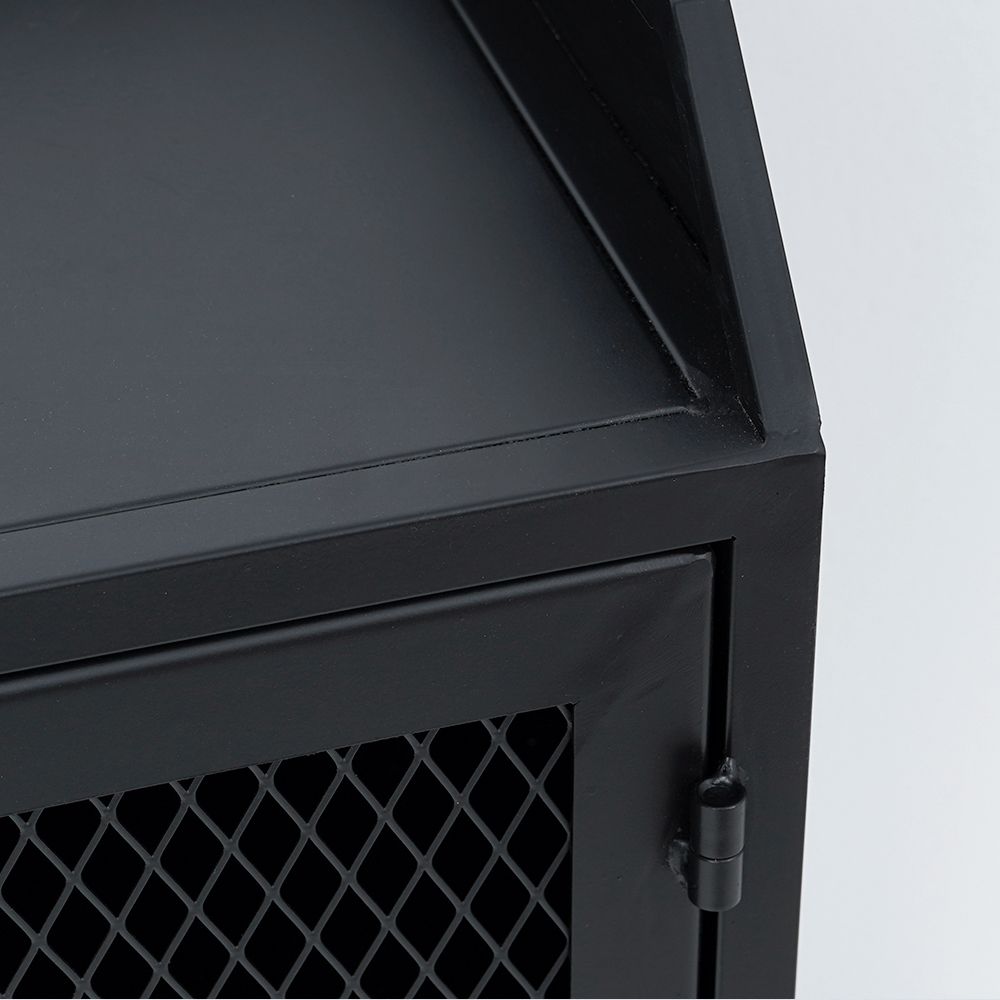 Industrial Nightstand Nightstand with Door 2Tier Bedside Table Metal