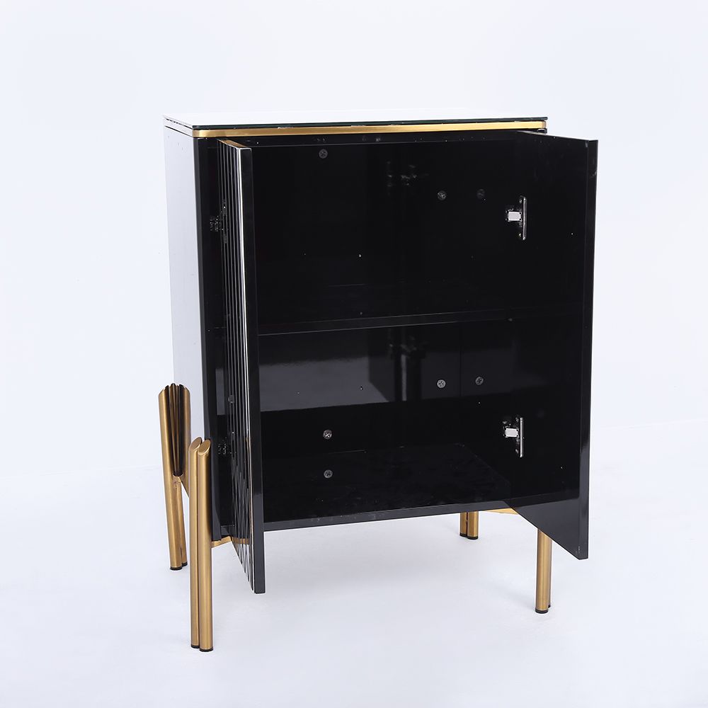 Aro Contemporary Black 2 Doors Chest Modern Accent for Storage
