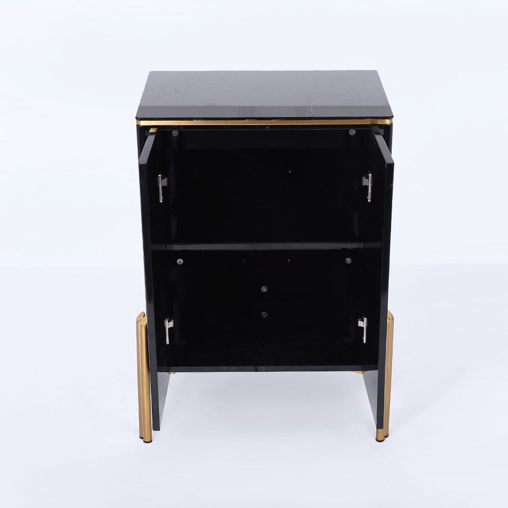 Aro Contemporary Black 2 Doors Chest Modern Accent for Storage
