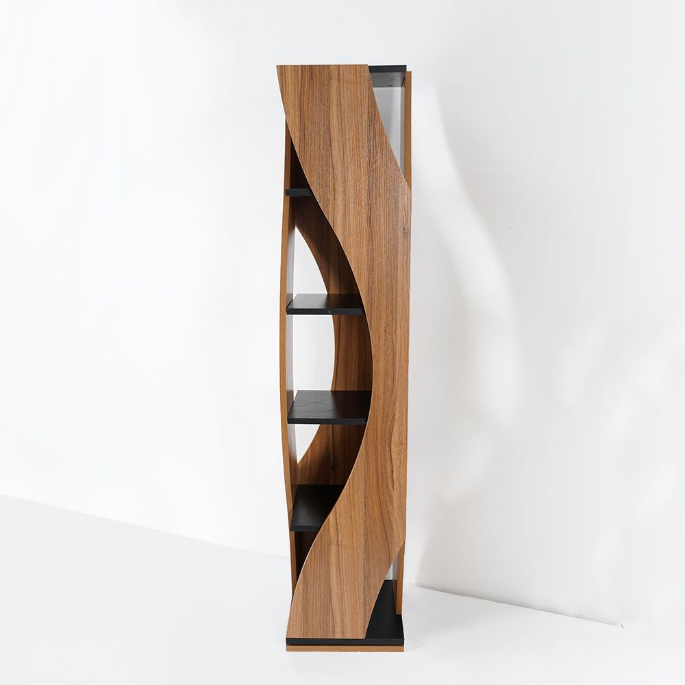 5Tier Geometric Tall Bookshelf Curved Shape Bookcase