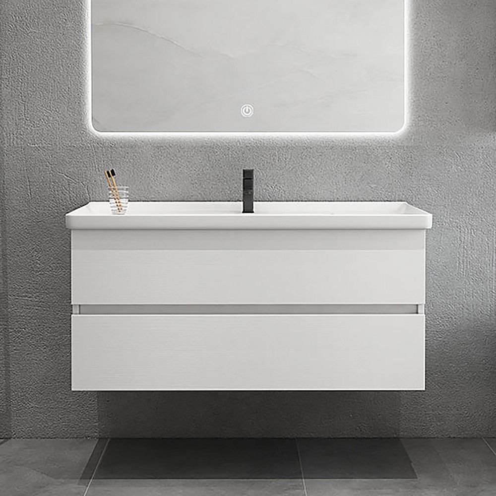32.3" White Floating Bathroom Vanity with Integral Ceramic Sink with 2