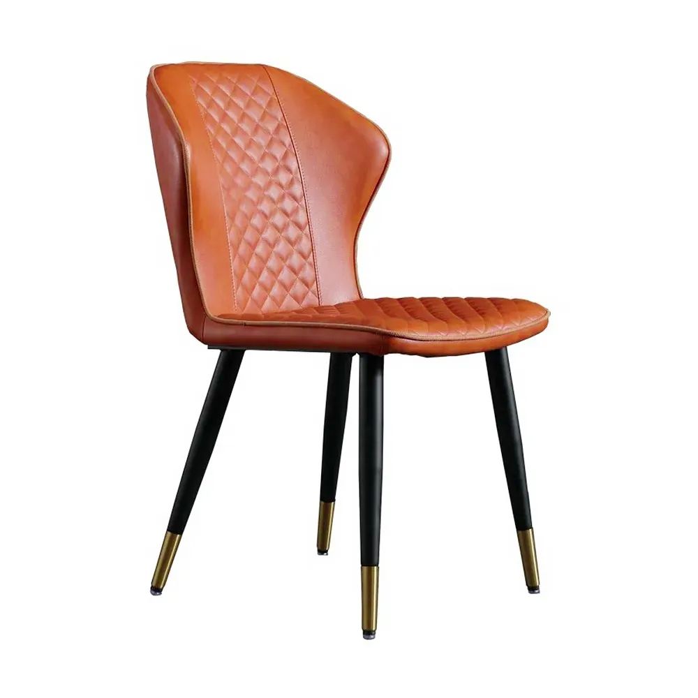 Orange Modern PU Leather Dining Chair Carbon Steel Leg Side Chair Set of 2