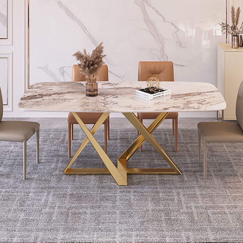 55.1" Rectangle Pedestal Dining Table with XShaped Base