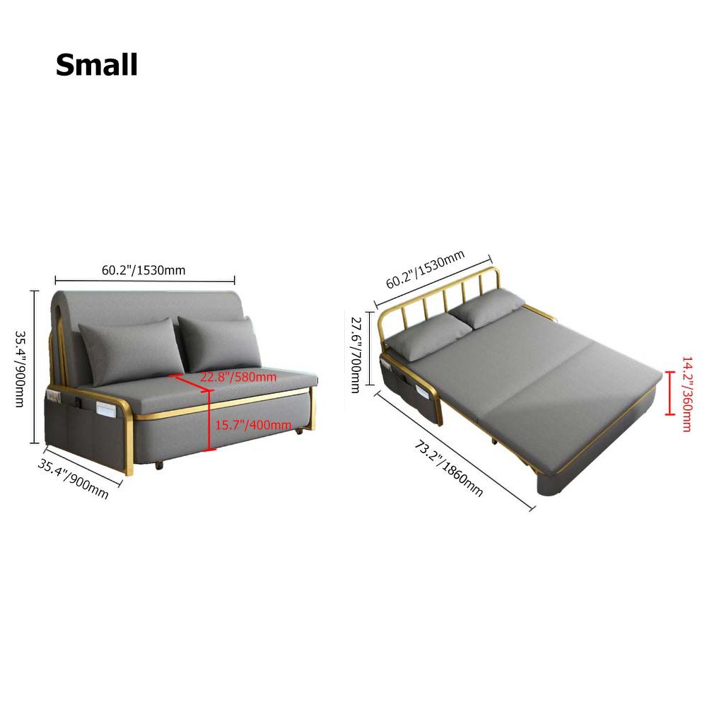 Full Sleeper Sofa Gray Upholstered Convertible Sofa LeathAire