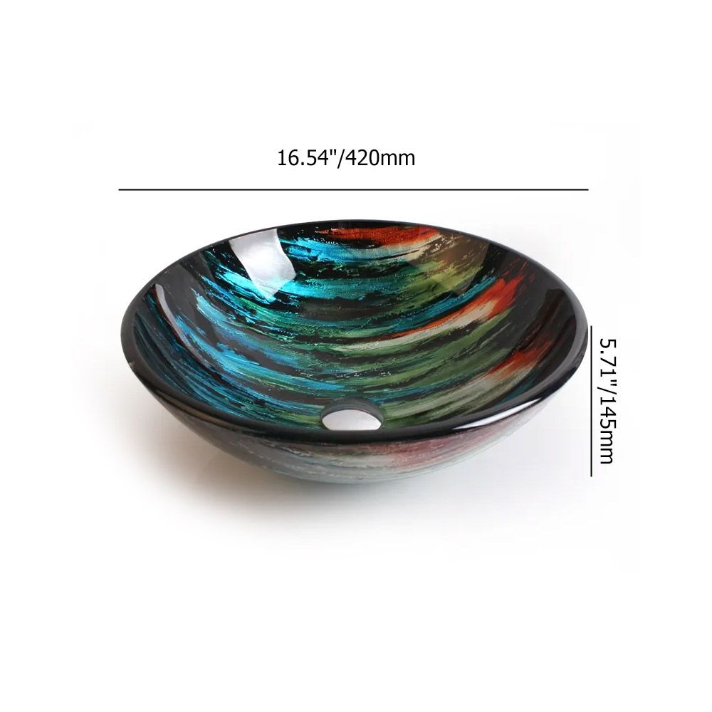 Creative Multi Colour Round BowlShape Tempered Glass Bathroom Wash Basin