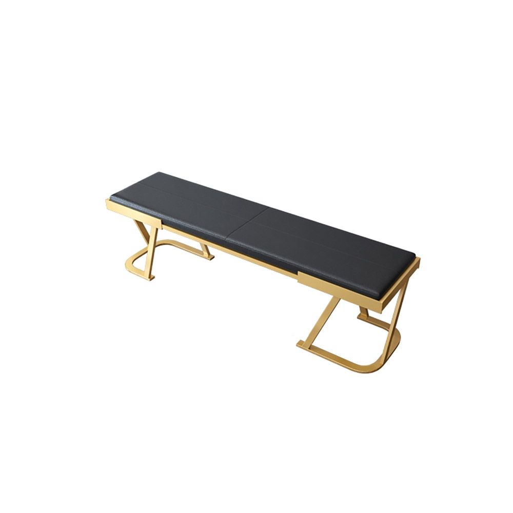 Black Modern Bench Upholstered PU Leather Gold Legs Bench   15e48247afb14fb9afabd56385b677fc 