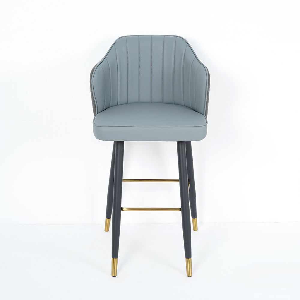 Gray Modern Bar Stool Height Upholstered Chair with PU Leather
