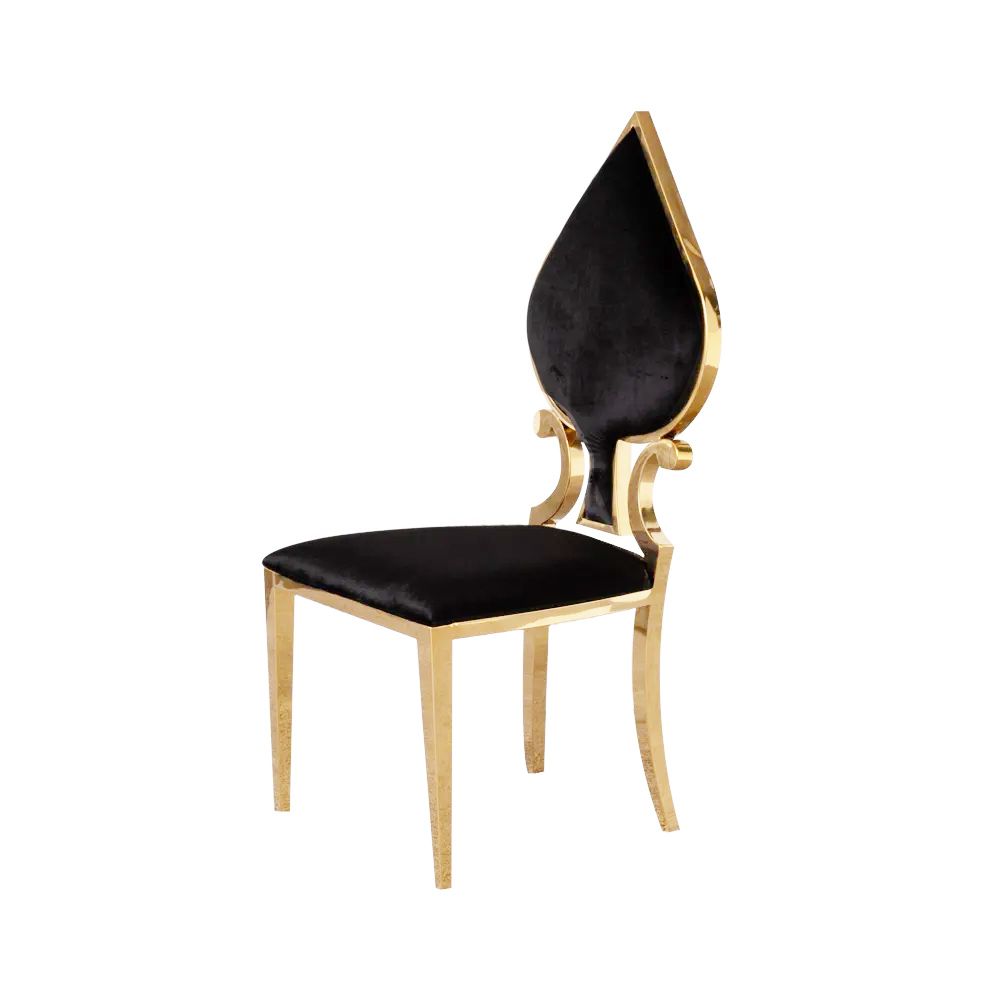 Modern Dining Velvet Upholstered Dining Chair with Gold Legs Black Set of 2