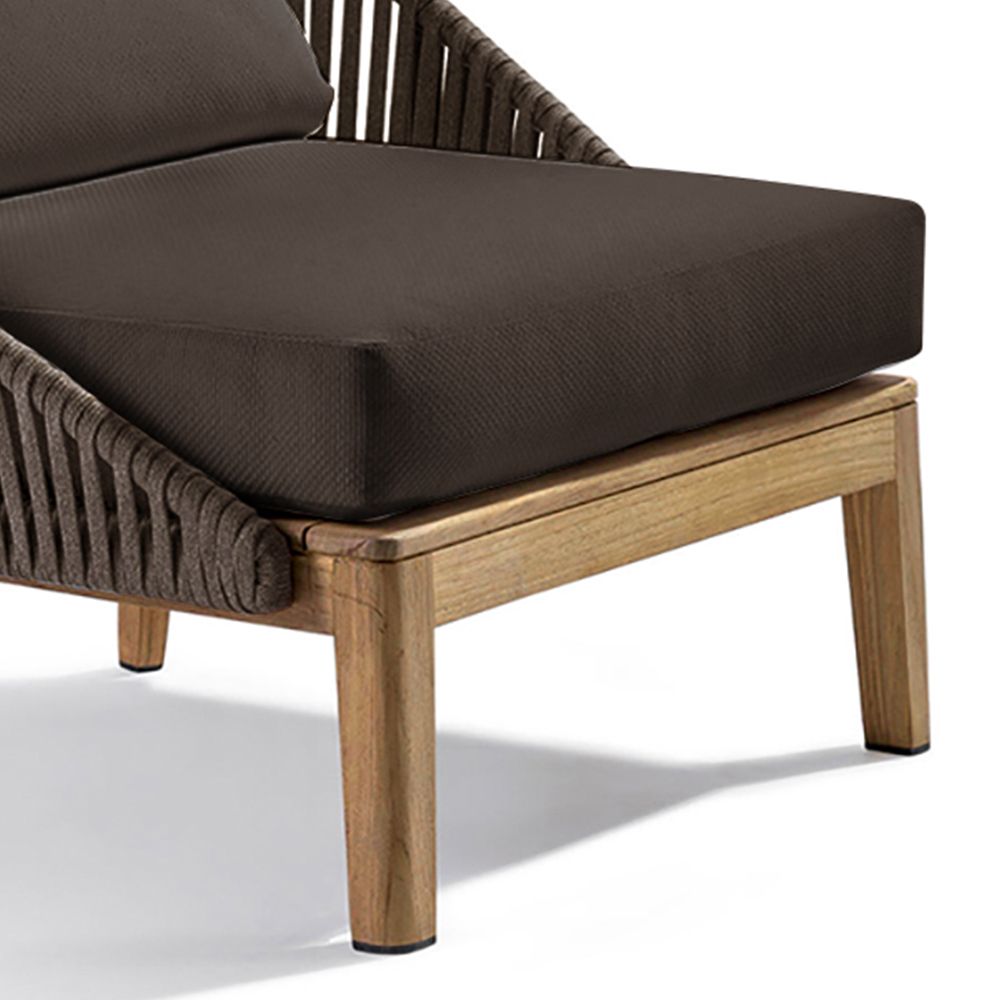 Rattan Outdoor Accent Chair Armless Chair in Solid Wood Bottom with