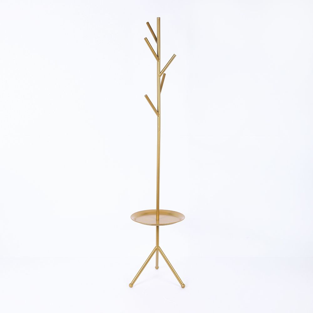 Clothing Rack Coat Stand with Table Modern Gold