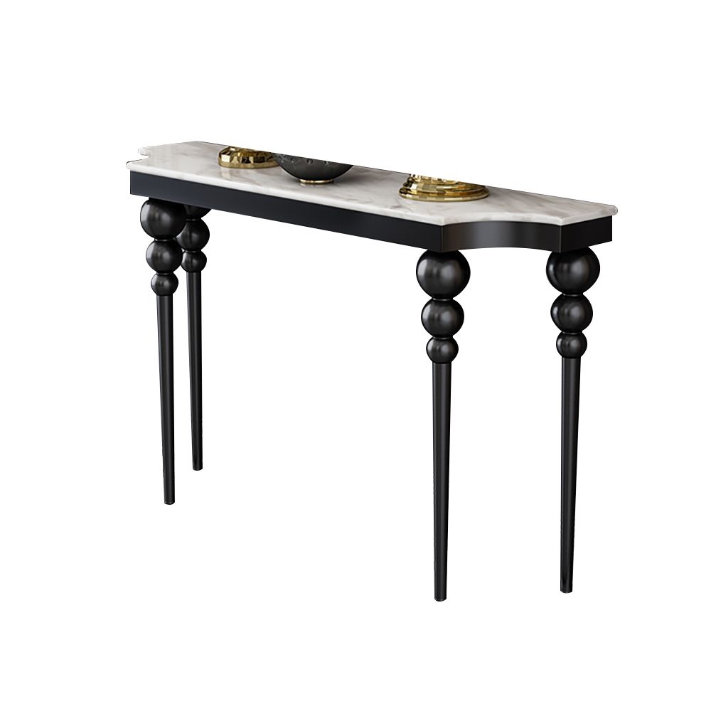 472 Classical White Marble Console Table Narrow Entryway Table Stainless Steel Legs 4989