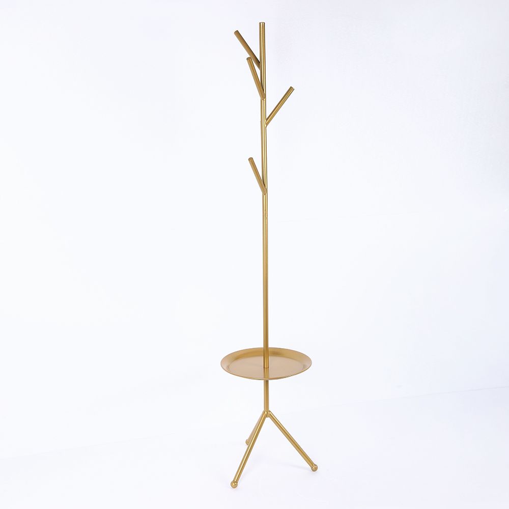 Clothing Rack Coat Stand with Table Modern Gold