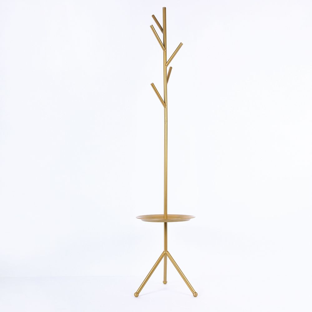 Clothing Rack Coat Stand with Table Modern Gold