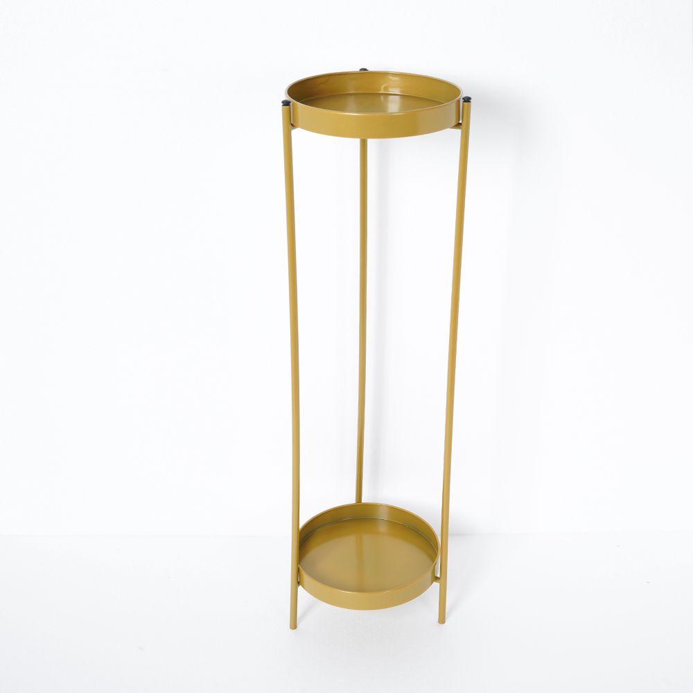 Round Metal Plant Stand 2Tiered Gold Plant Pot Stand for Indoor
